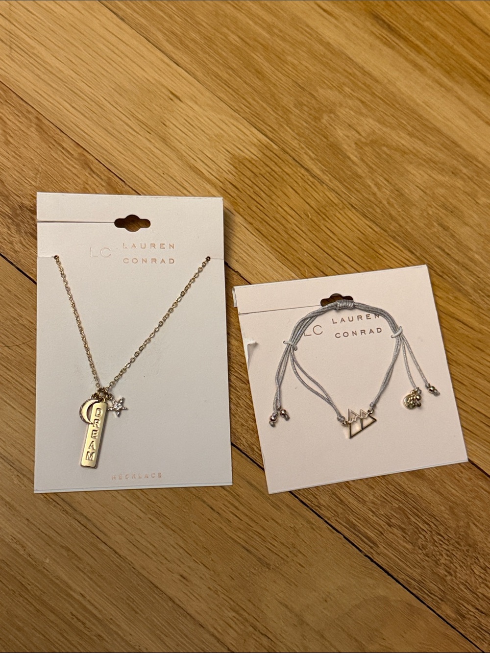 Set of 2- NWT LC Lauren Conrad 'Dream' Pendant Necklace & Mountain Cord Bracelet